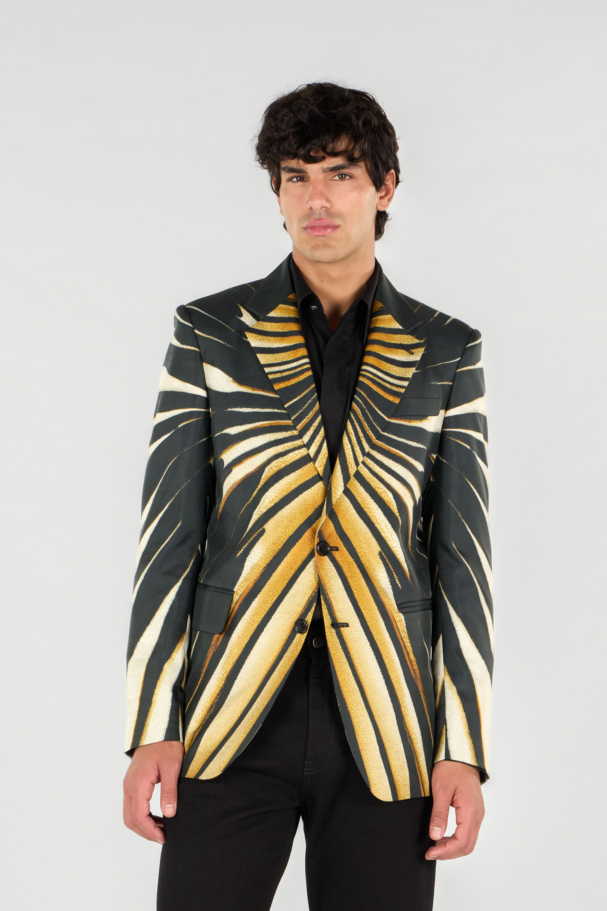 RC Single-breasted blazer with Ray of Gold print Gold RMT435-SKI31