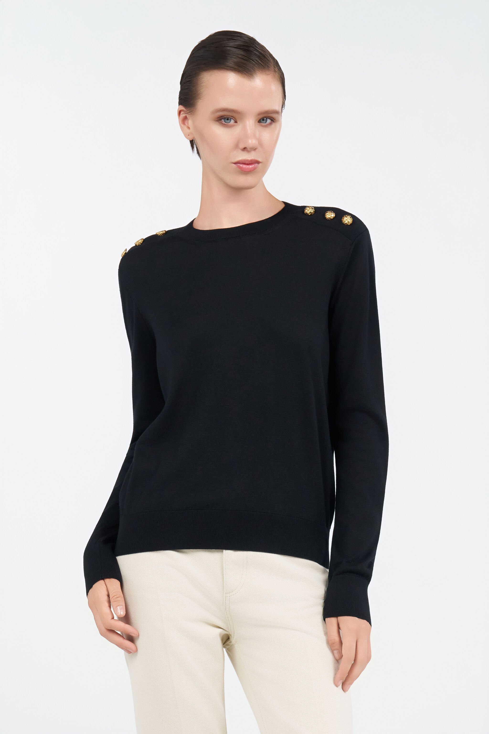 RC Sweater with gold buttons RC Sweater with gold buttons Nero UWM610-WH003