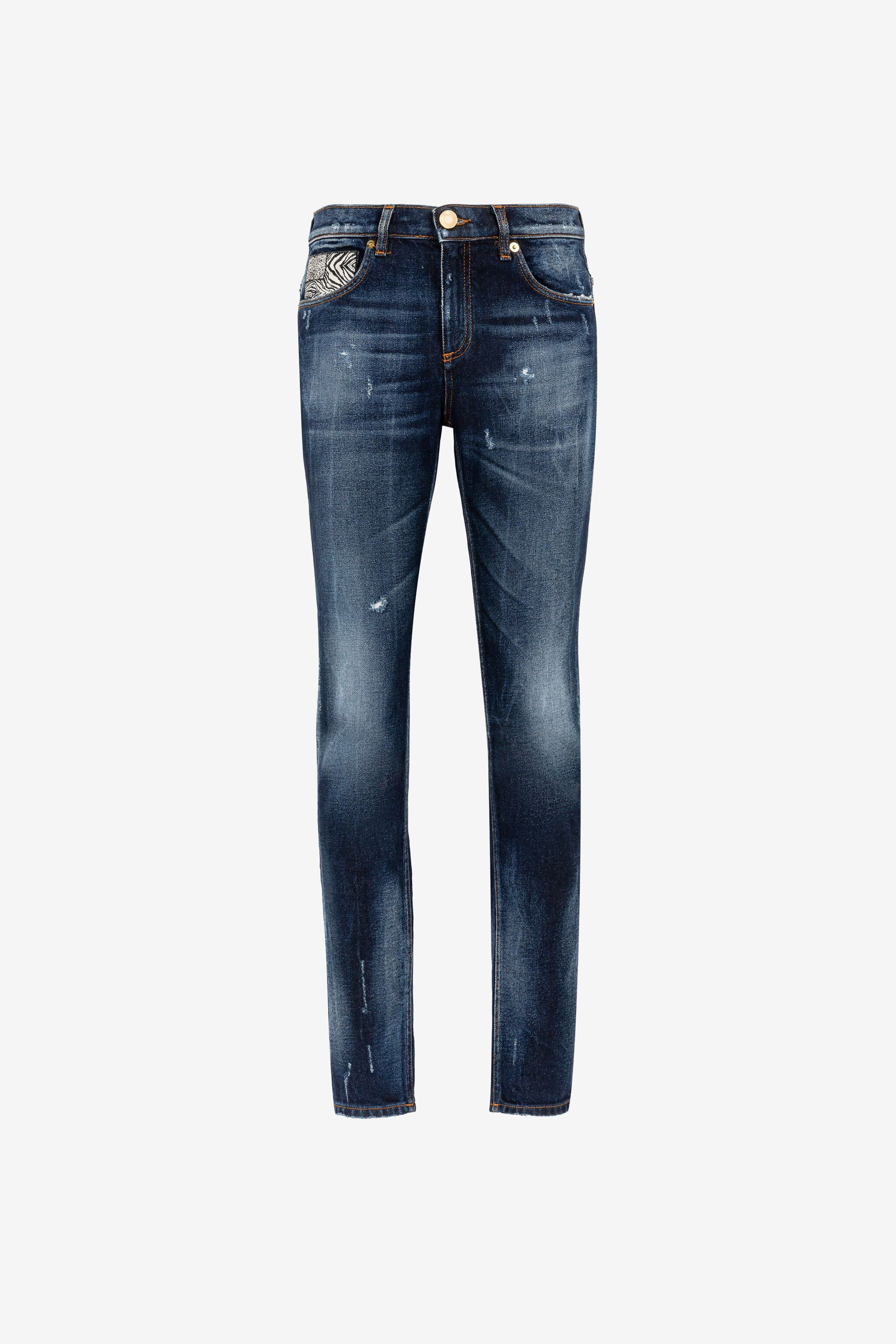 RC Jeans slim con applicazione Animalier Patchwork Blu scuro OQJ232-DS004