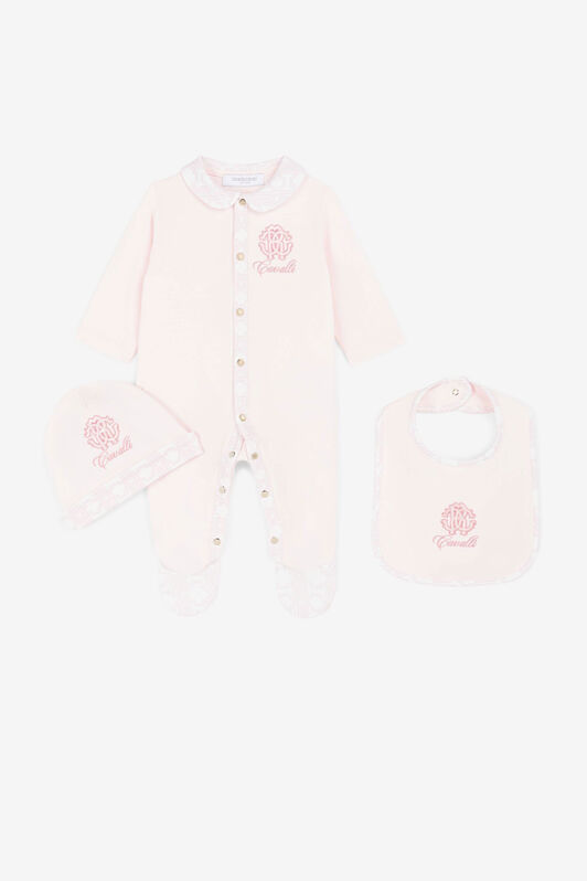 JU Logo And RC Monogram-Embroidered Babygrow Set JU Logo And RC Monogram-Embroidered Babygrow Set Pink QJT824-JV025