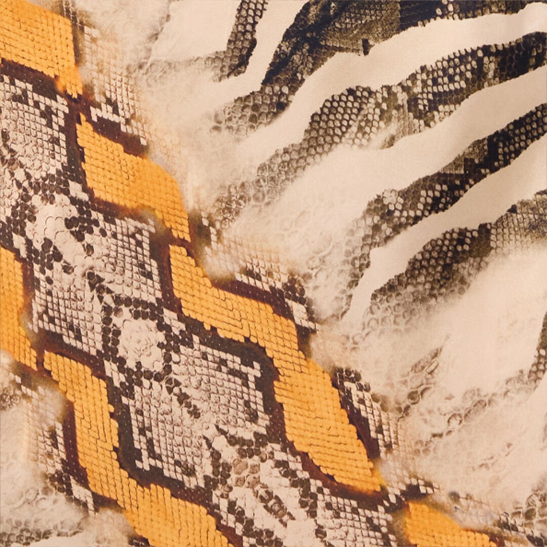 RC Silk Dress With Animalier Print NATURAL/ORANGE POT10A-2NQ87