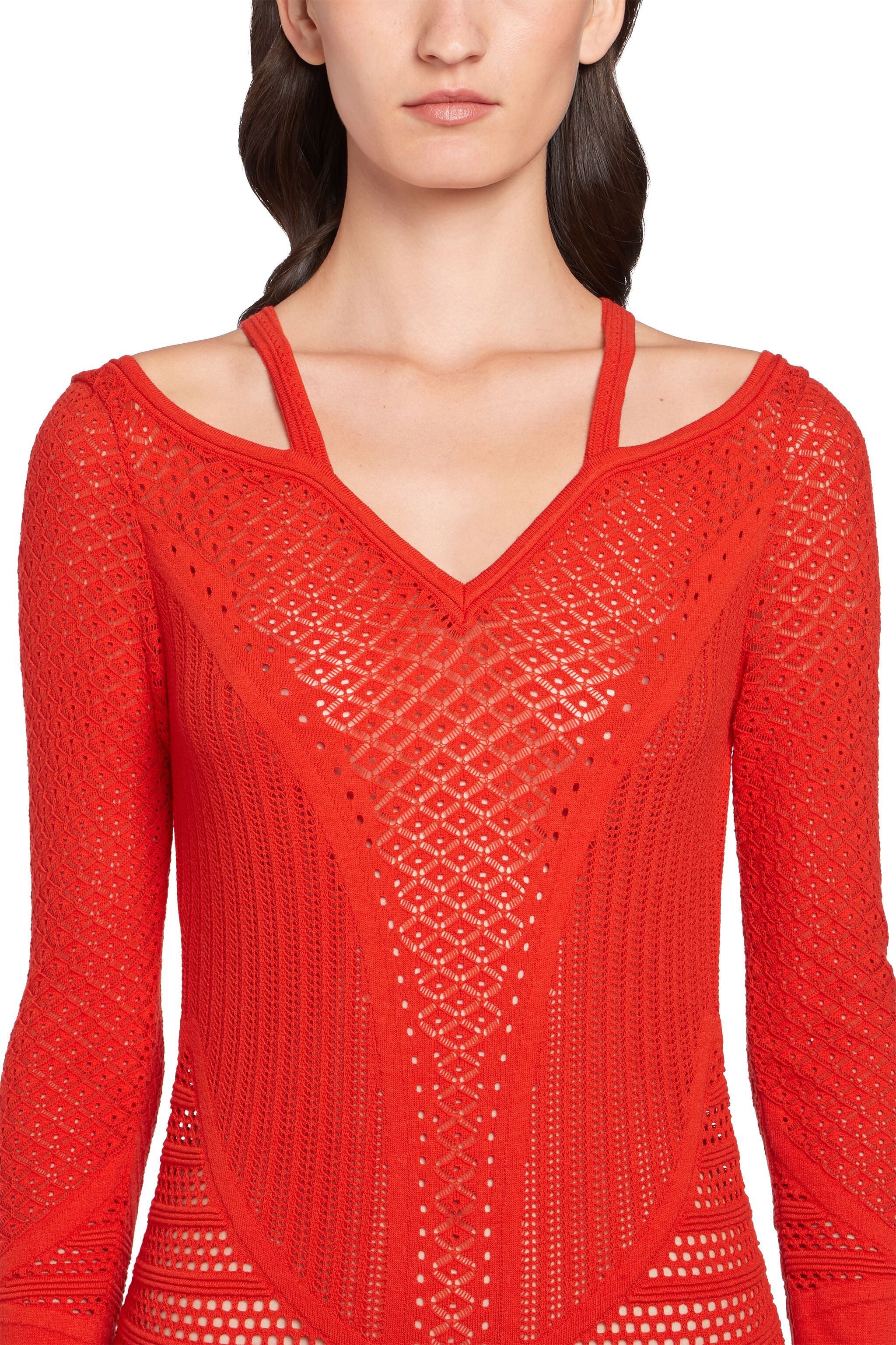 RC Strickkleid mit geometrischer Spitze Rot HQM110-MI001
