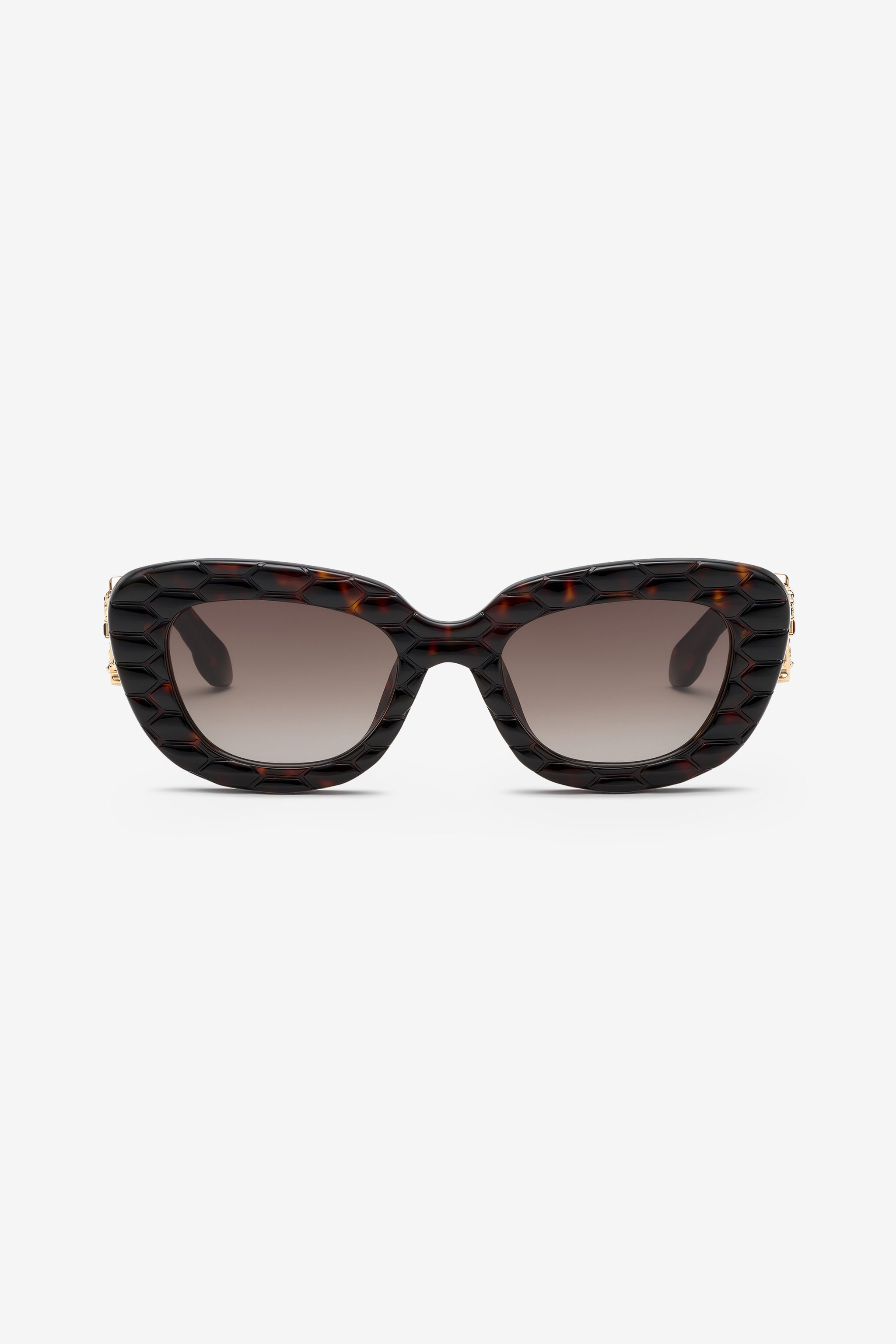 RC Sunglasses with wide bold cat-eye front SHINY BROWN/YELLOW H UALD02-ID197