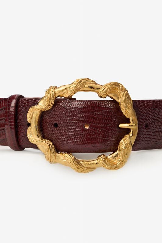 RC Bordeaux Belt with Cobra Print and Snake Buckle BORDEAUX VWC001-PZ119