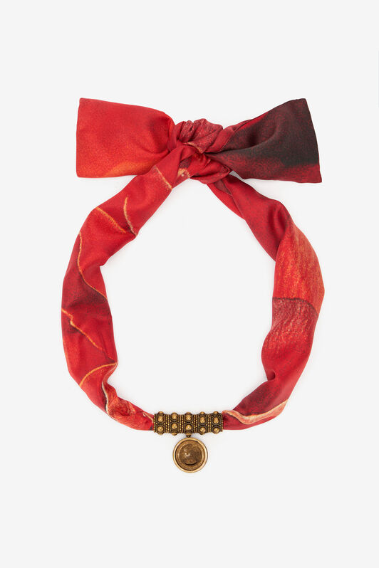 RC Collier En Soie Avec Monogramme Mirror Snake Rouge TKG002-AM019