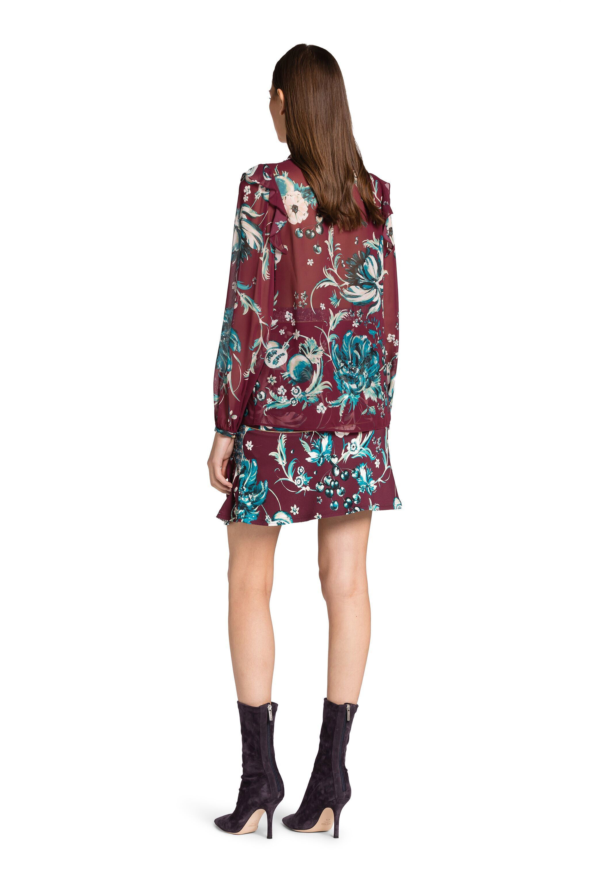 RC Floral-Print Silk Top Purple FQT714-GFF62