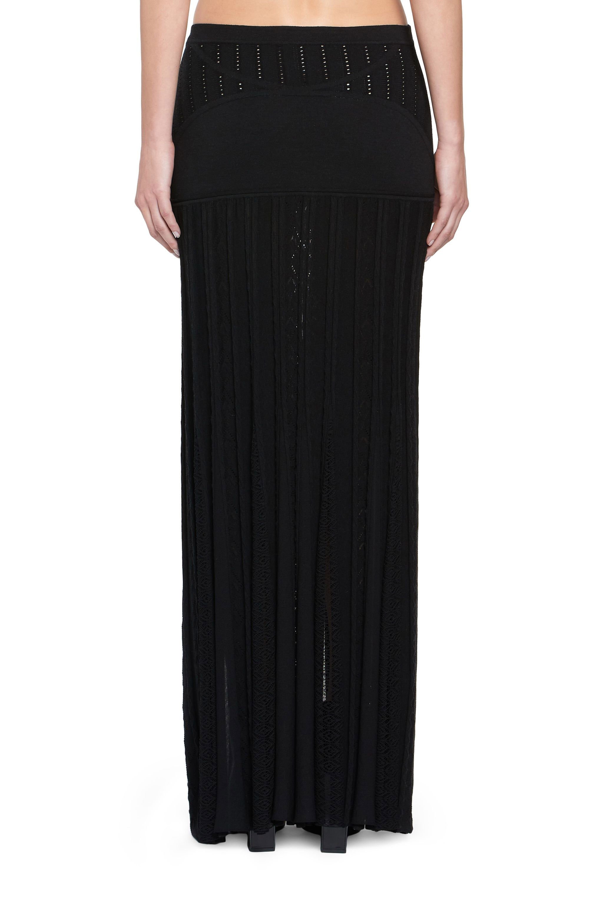RC Long geometric lace wool skirt Black HQM310-MI001