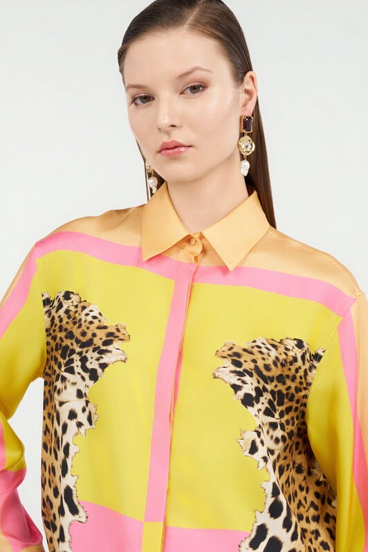 RC Silk Shirt with Pop Horse Print YELLOW WQT704-OZR33