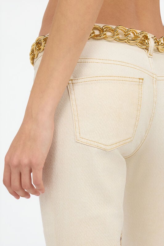 RC Ivory flared jeans with gold animal-print detailing IVORY/GOLD WWJ204-DE017