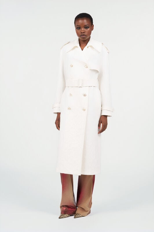 RC Trench in Jacquard di cotone con motivo Leopardato WHITE WQT503-CH090