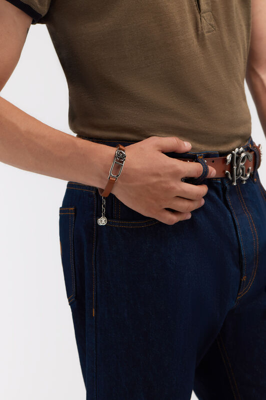 RC Leather bracelet with Monogram RC Marrón SRG010-AM007