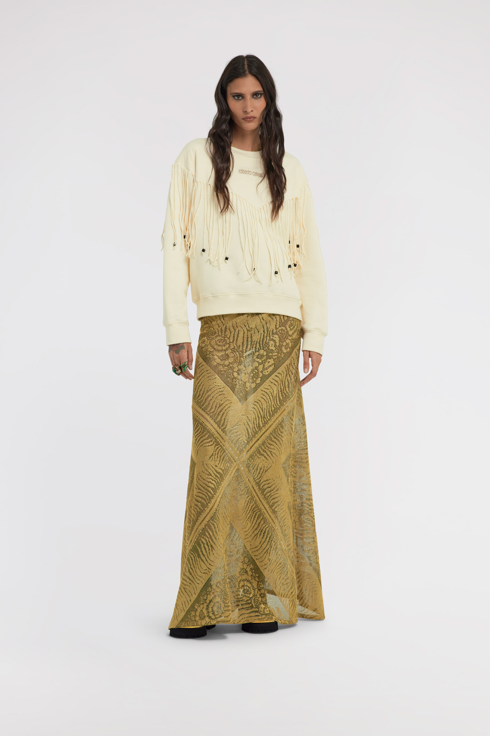 RC Sweatshirt with Fringe Ivory TKT66D-CF020