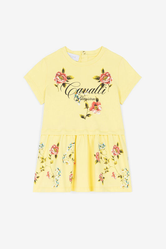 JU Kleid mit Blumendruck Gelb OJT117-ISA2J