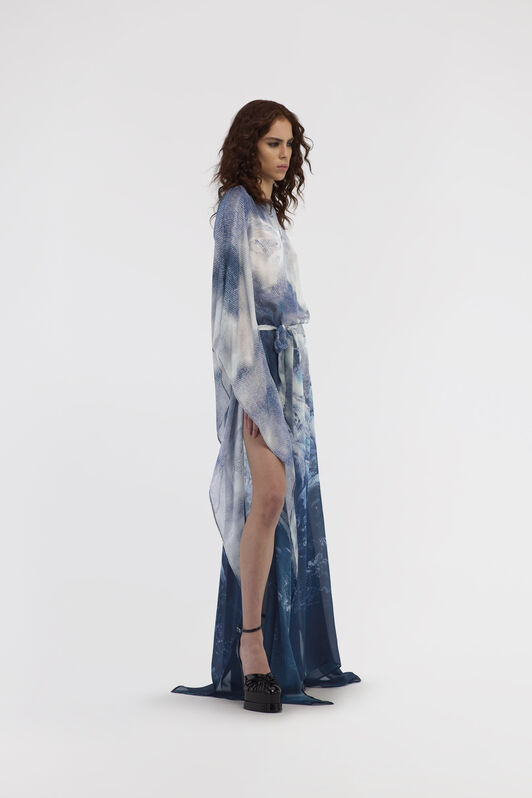 RC Long Printed Blue Dress Dunkelblau RWT180-CTI16