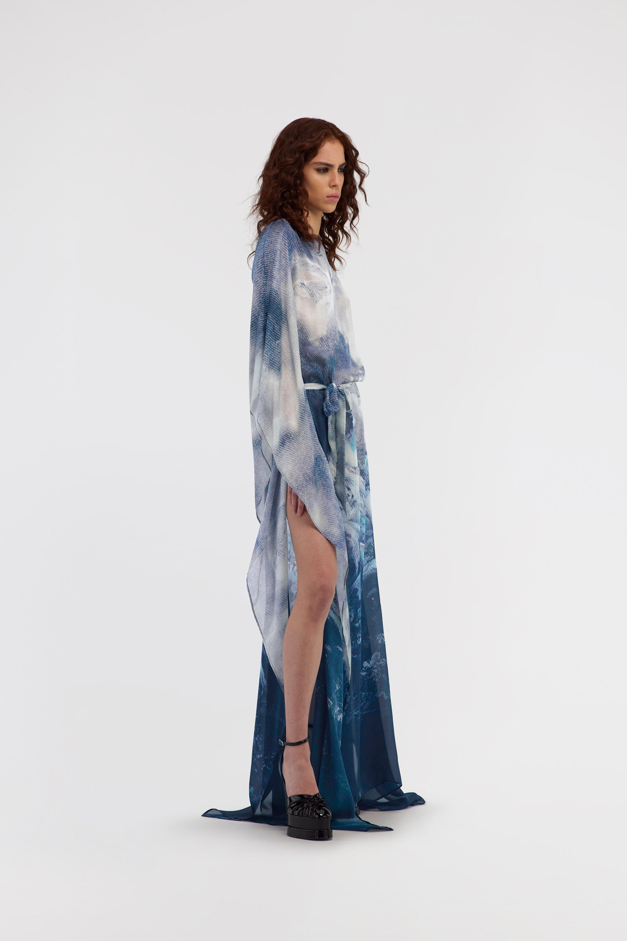 RC Long Printed Blue Dress Dunkelblau RWT180-CTI16