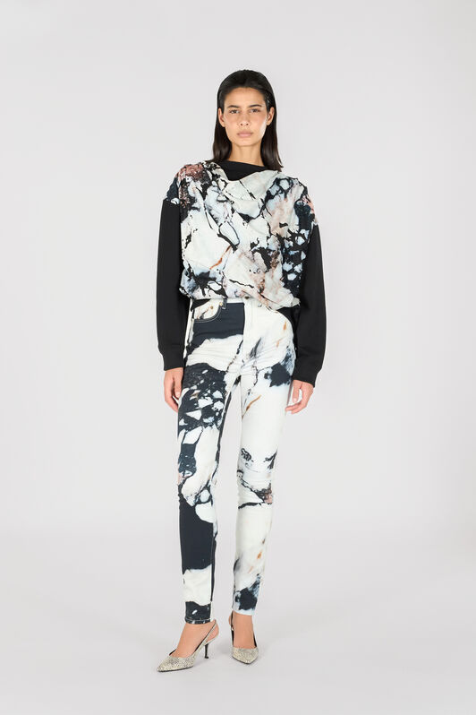 RC Skinny trousers with Marble print Black/White TWJ233-TIN18