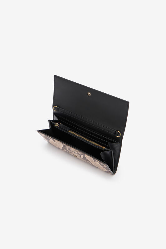 RC Snake Print Wallet On Chain with Mirror Snake Monogram ROCK BEIGE QOA00D-PZO36