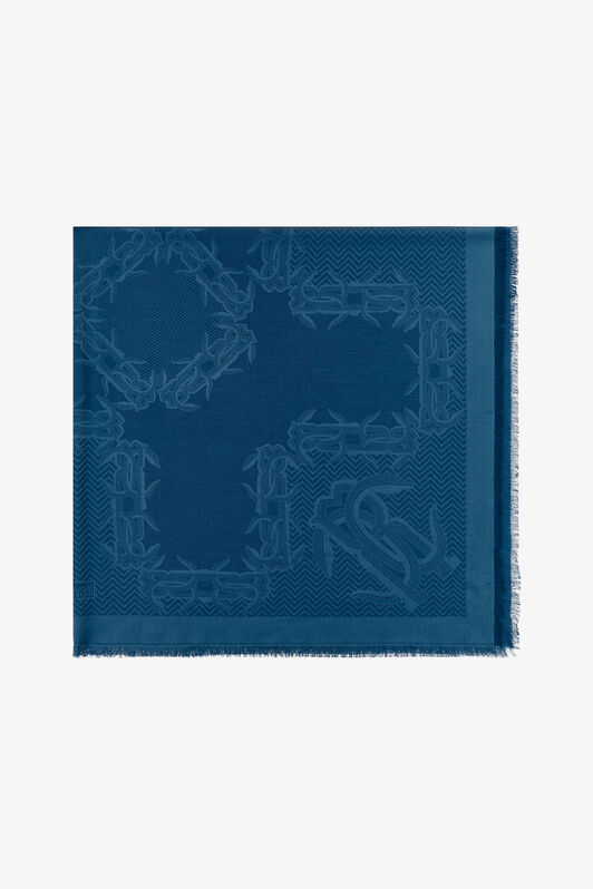 RC Jacquard Shawl with Mirror Snake Monogram Dark blue TALR29-IR046