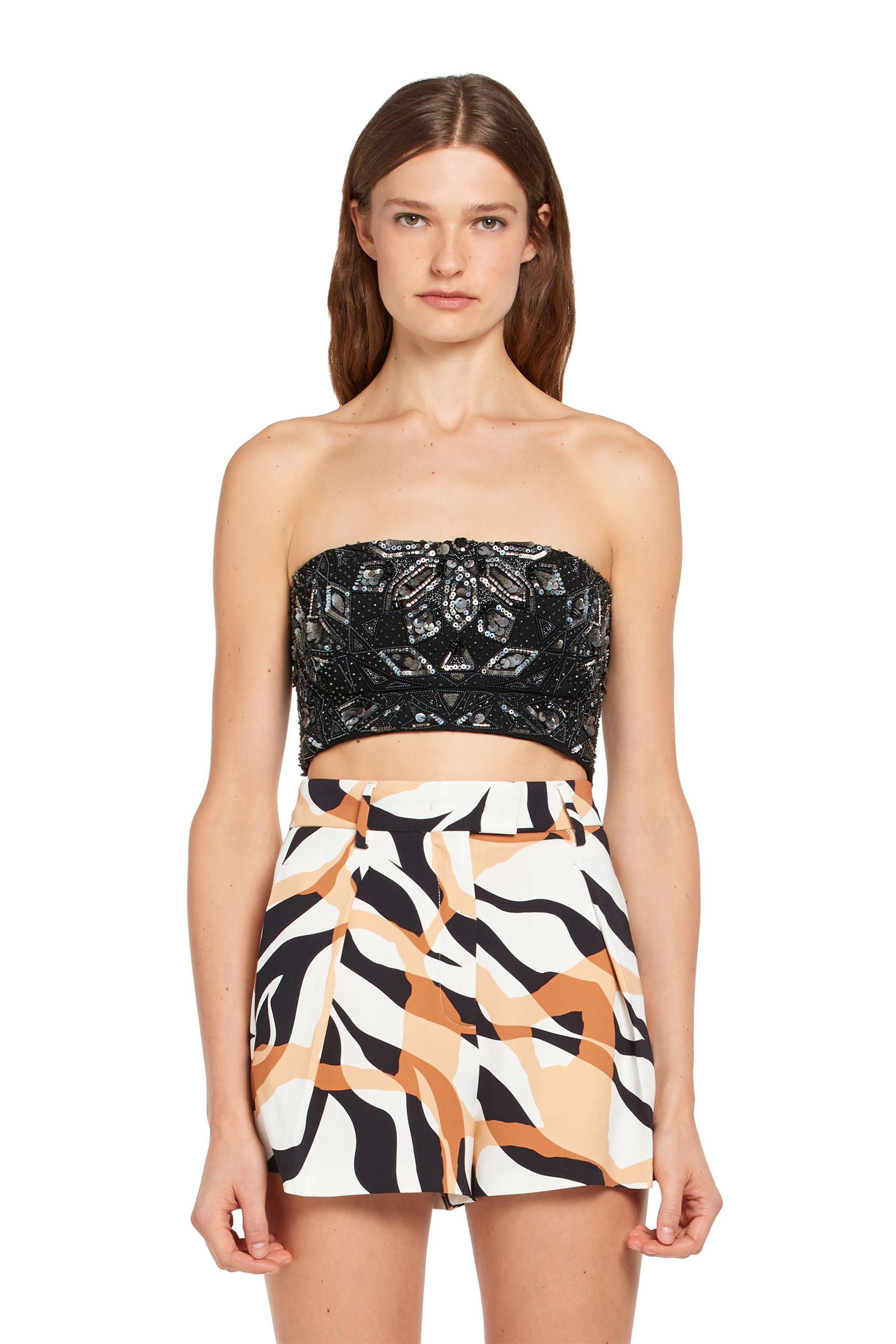RC Sequin embroidered crop top Negro IWR621-JJ050