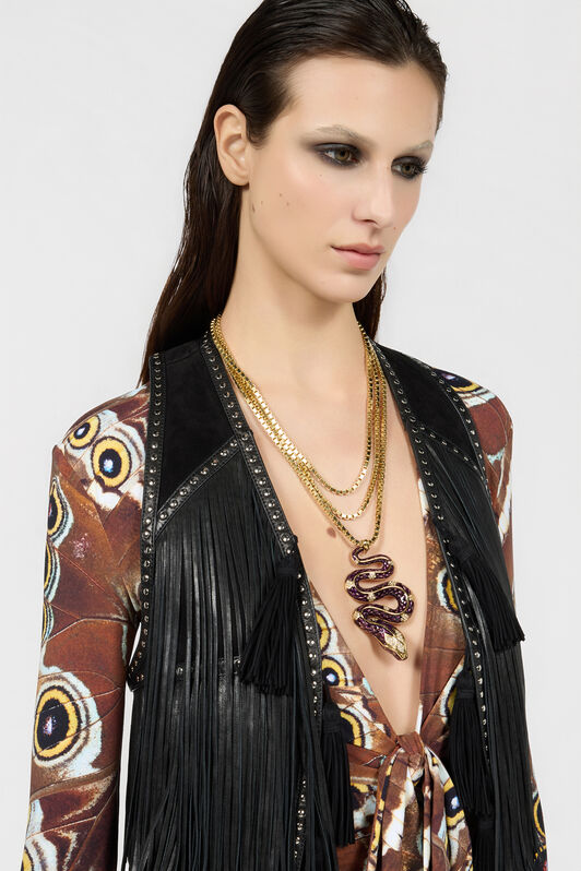 RC Serpentine Halskette GOLD/PURPLE/CRYSTAL XQG020-AM011