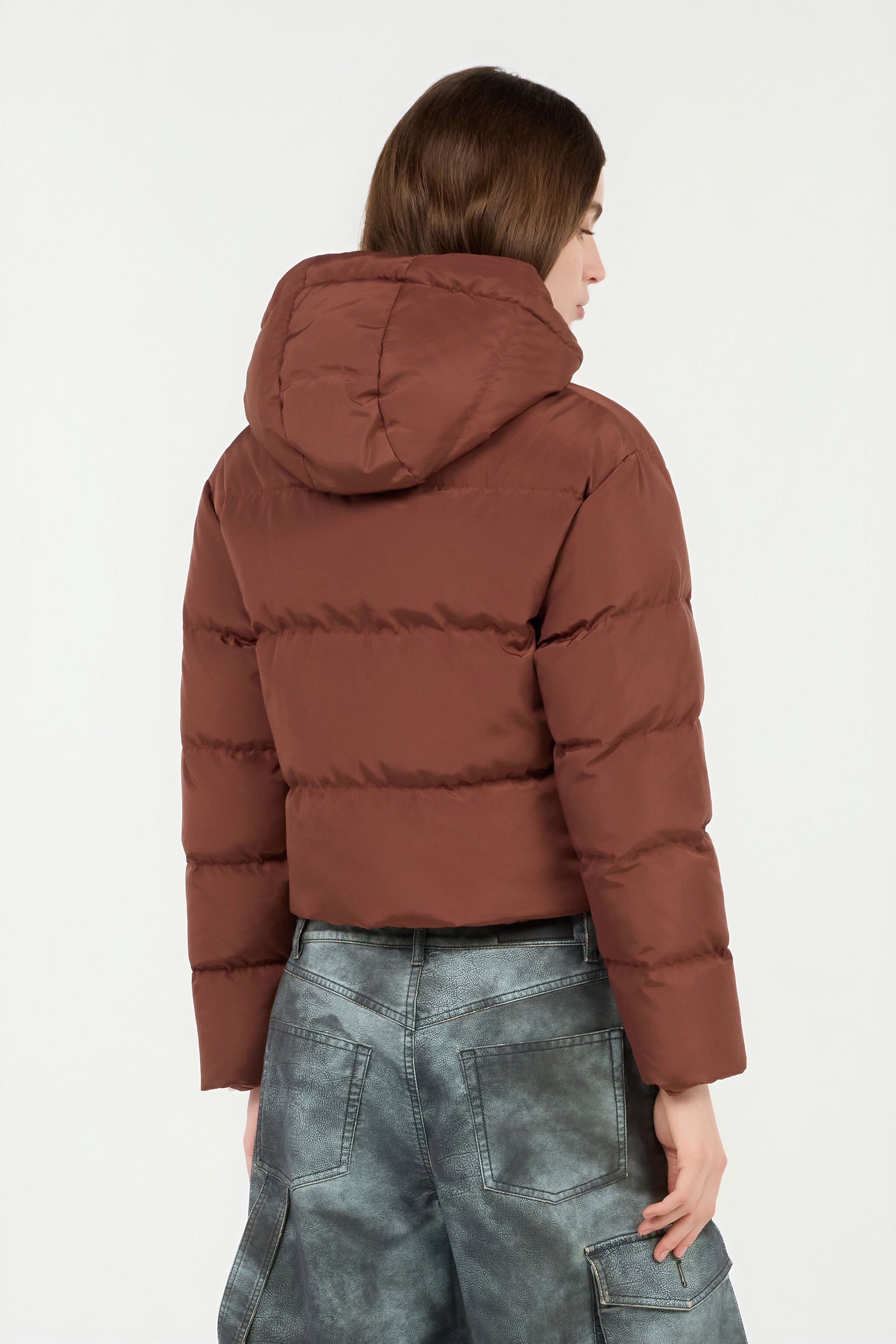 RC Brown Down Jacket With Monogram Rc RC Brown Down Jacket With Monogram Rc COFFEE ROT80C-FY035