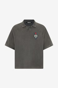 JC Grey Polo Shirt With Embroidered Detail BLACK WFT065-WF095