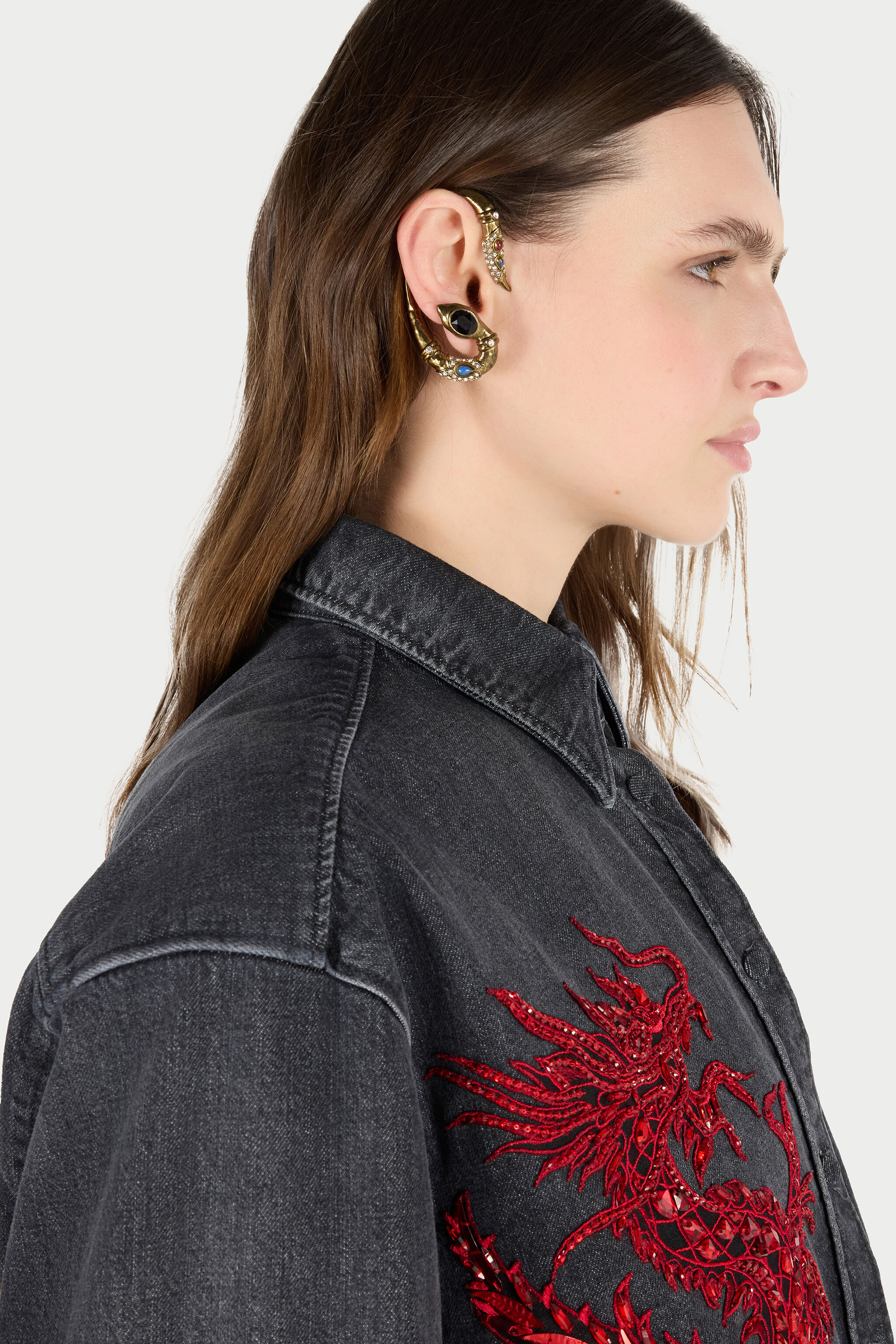 RC Snake-Shaped Earrings Gold VKG013-AM081