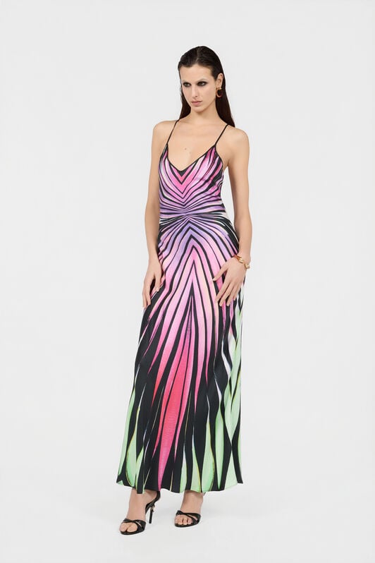 RC Ray Of Paradise Print Silk Slip Dress MULTICOLOR XKT102-4QM33