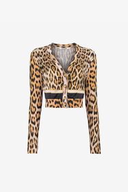 ${brand} Leopard-print cropped cardigan ${colorDescription} ${masterID}