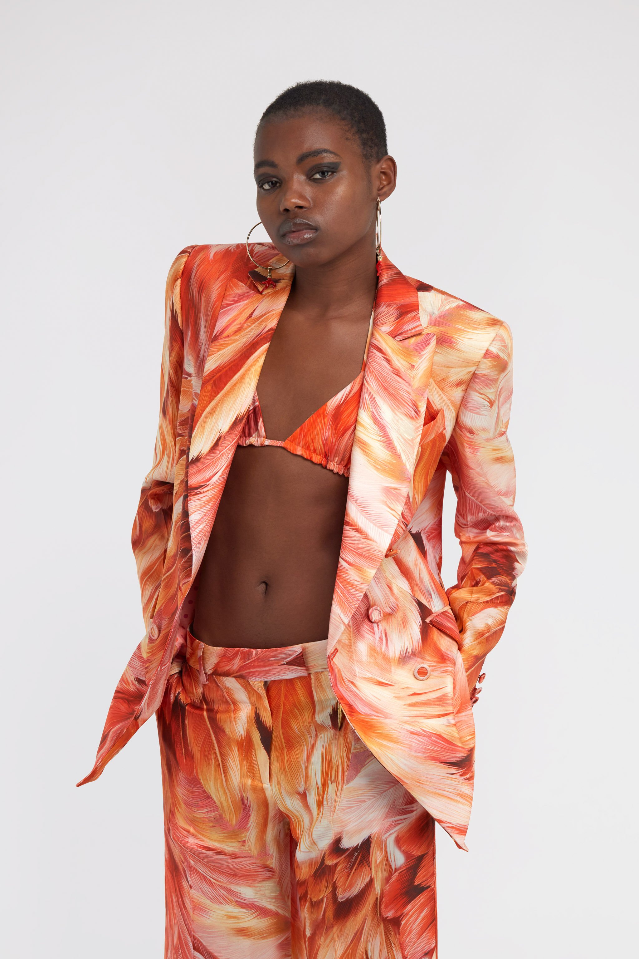 RC Plumage print blazer Orange SWT400-4QL71