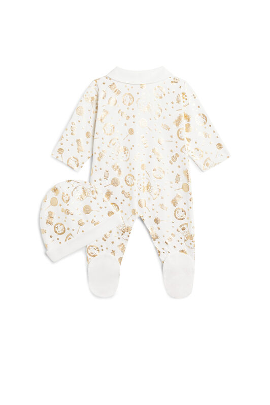 JU Pink and gold candy print romper set MILKY WHITE/GOLD JJT80I-JMS66
