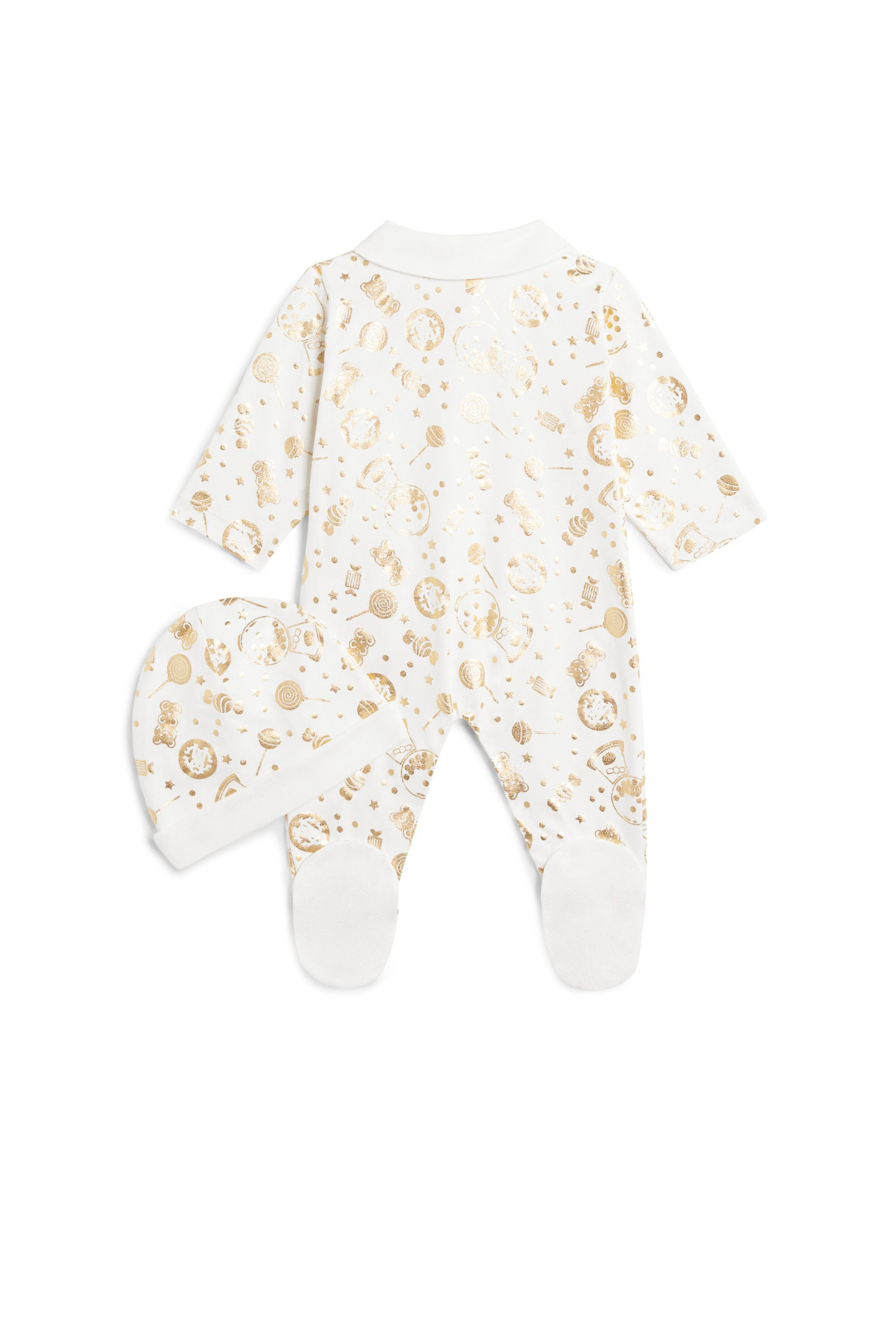 JU Pink and gold candy print romper set MILKY WHITE/GOLD JJT80I-JMS66