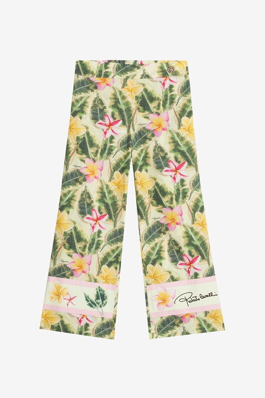 JU Pantaloni Con Stampa Fiori E Foglie JU Pantaloni Con Stampa Fiori E Foglie Verde chiaro UJT23G-7MO38