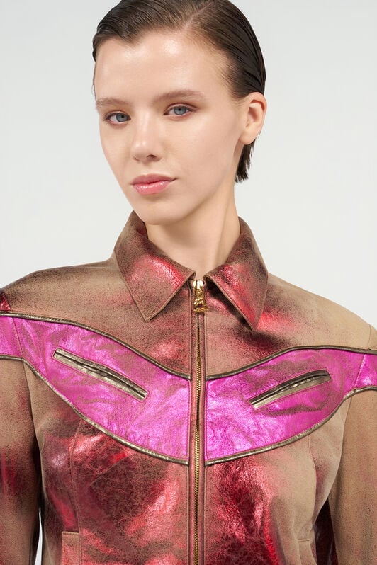 RC Metallic Leather Jacket ROSSO/FUXIA WQP400-PC002