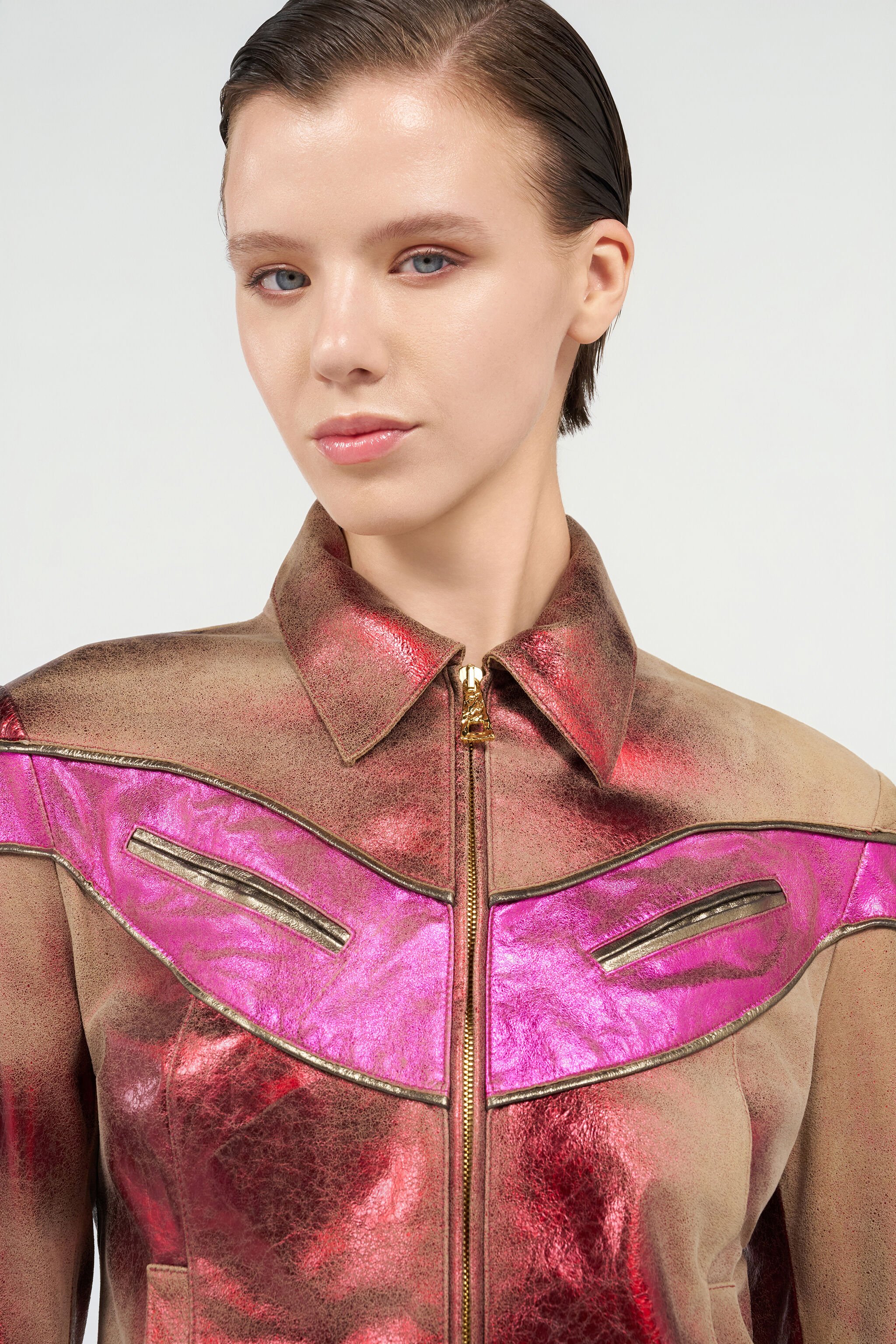 RC Metallic Leather Jacket ROSSO/FUXIA WQP400-PC002