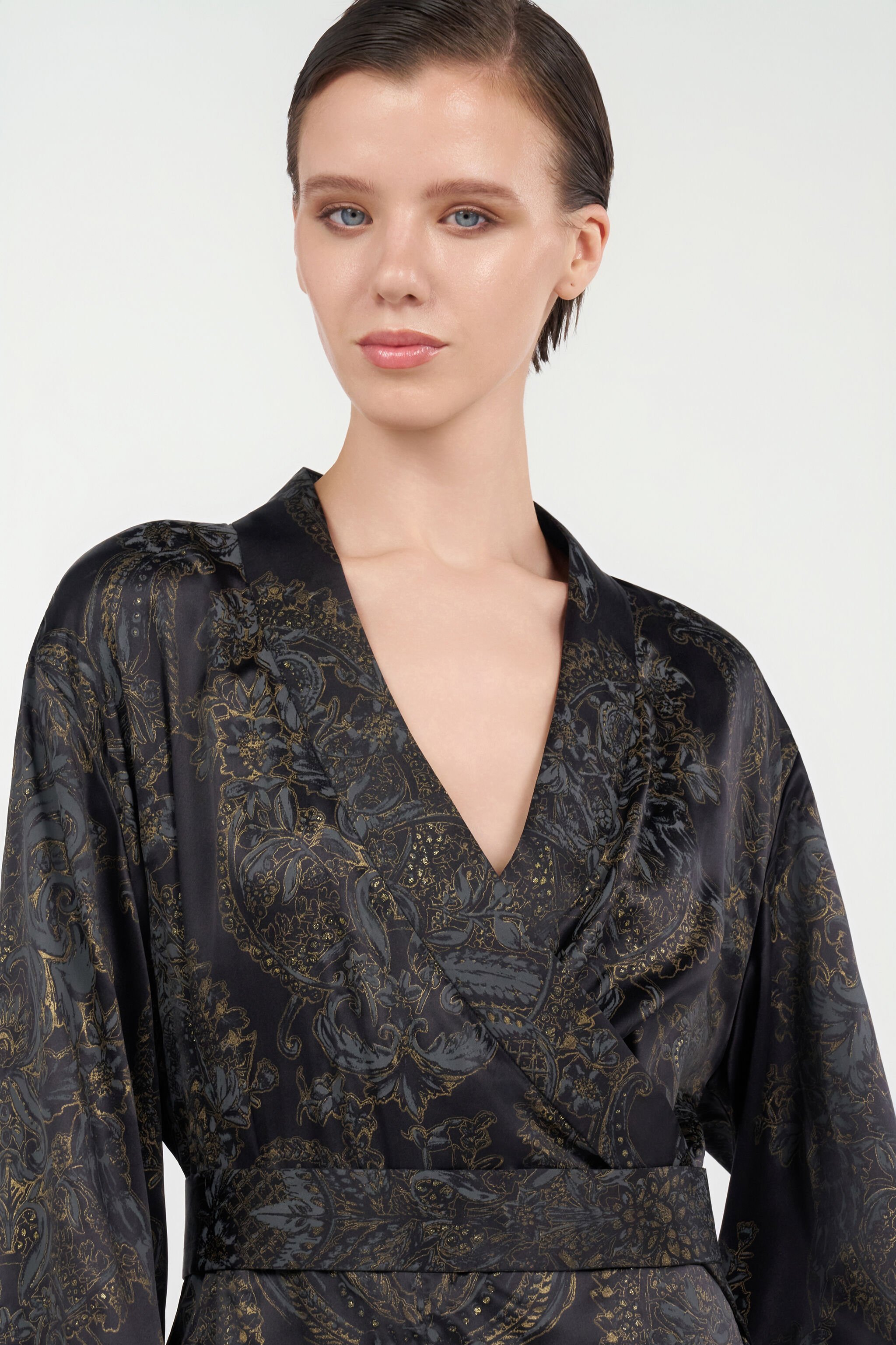 RC Abito Kimono in Seta Ornamental Black BLACK WKT197-SZR36