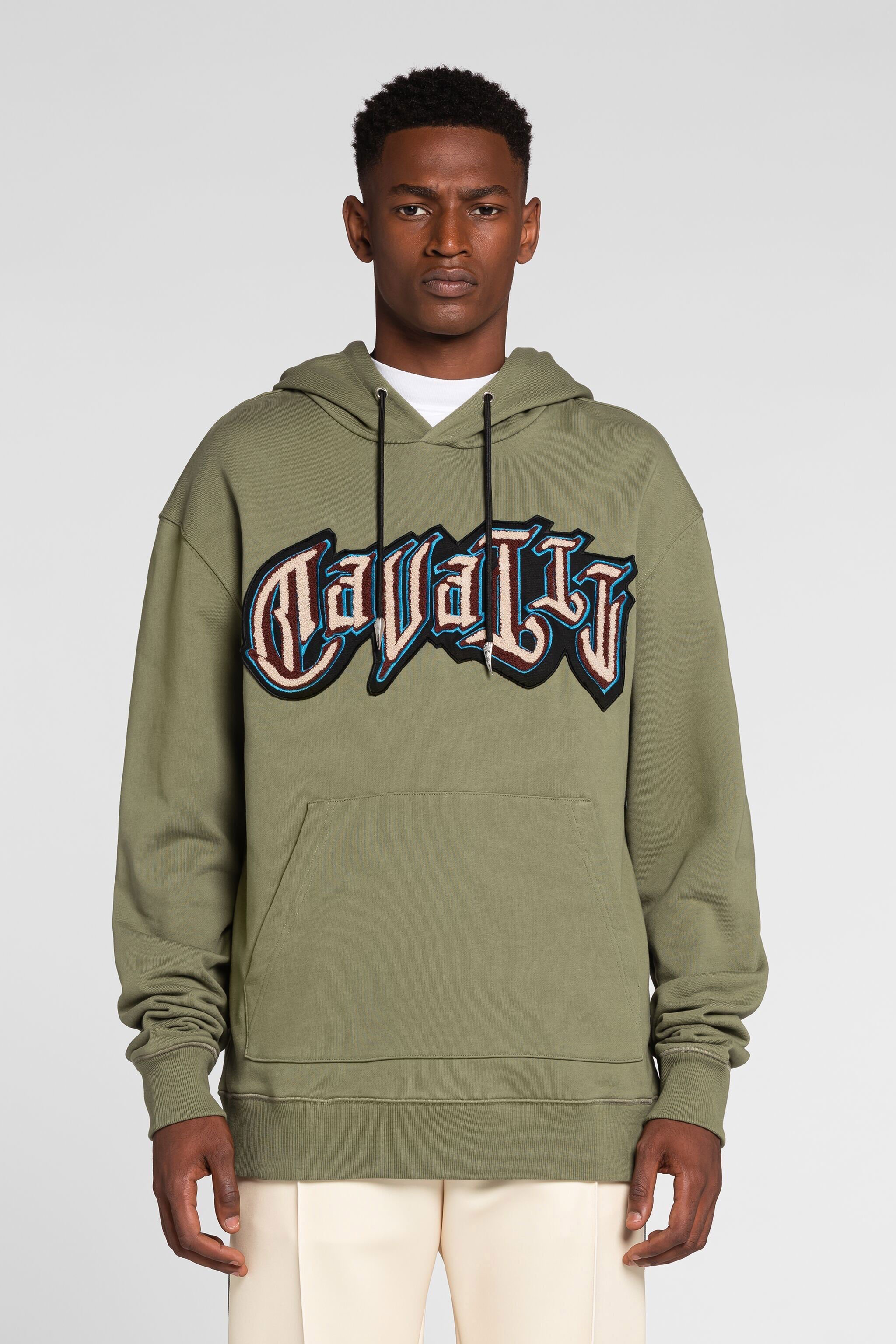 RC Logo-patch cotton hoodie Green QRT69A-CF050