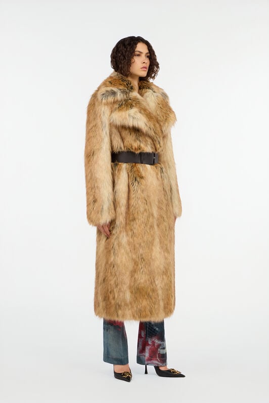RC Brown faux fur coat RC Brown faux fur coat MARRONE VKT505-FT028