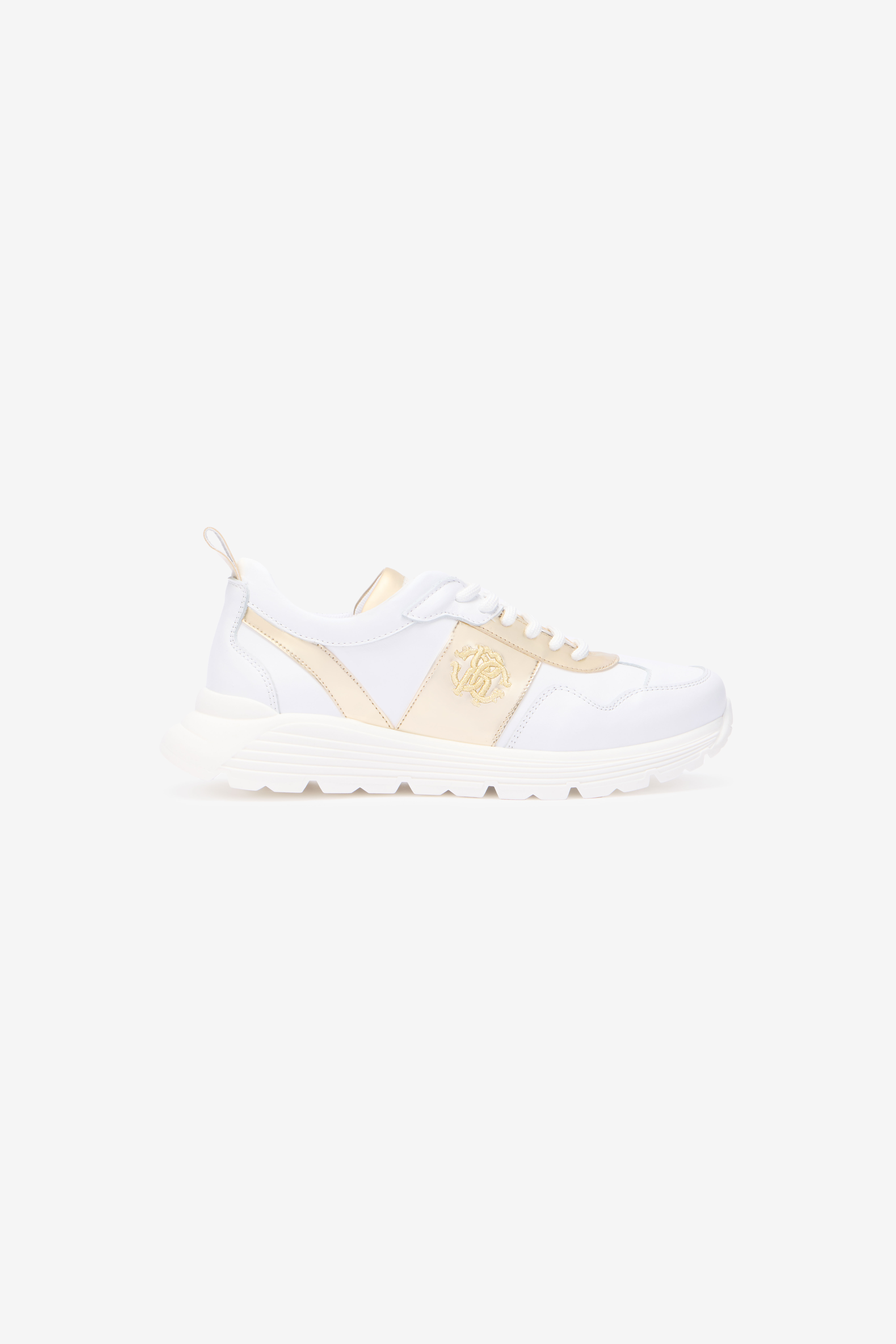 RC White Running Shoes With Gold Monogram RC MILKY WHITE/SILVER QOS01H-PZO15
