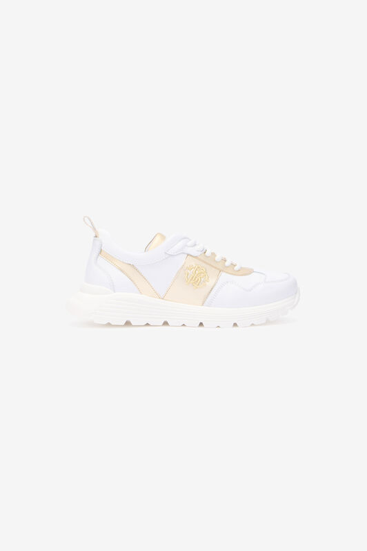 RC White Running Shoes With Gold Monogram RC RC White Running Shoes With Gold Monogram RC MILKY WHITE/SILVER QOS01H-PZO15