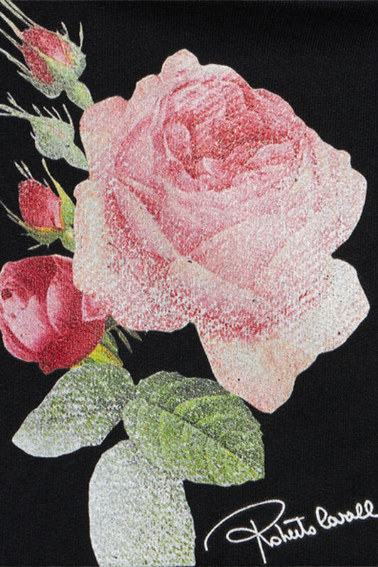 JU Sweat-Shirt En Coton Avec Roses BLACK UJT69B-CF050