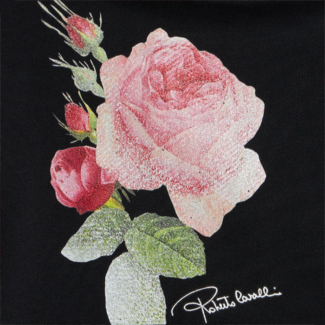JU Sweat-Shirt En Coton Avec Roses BLACK UJT69B-CF050