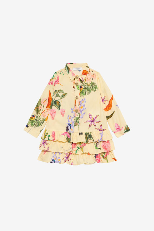 JU Yellow Dress with Tropical Print YELLOW VJT109-7MP32