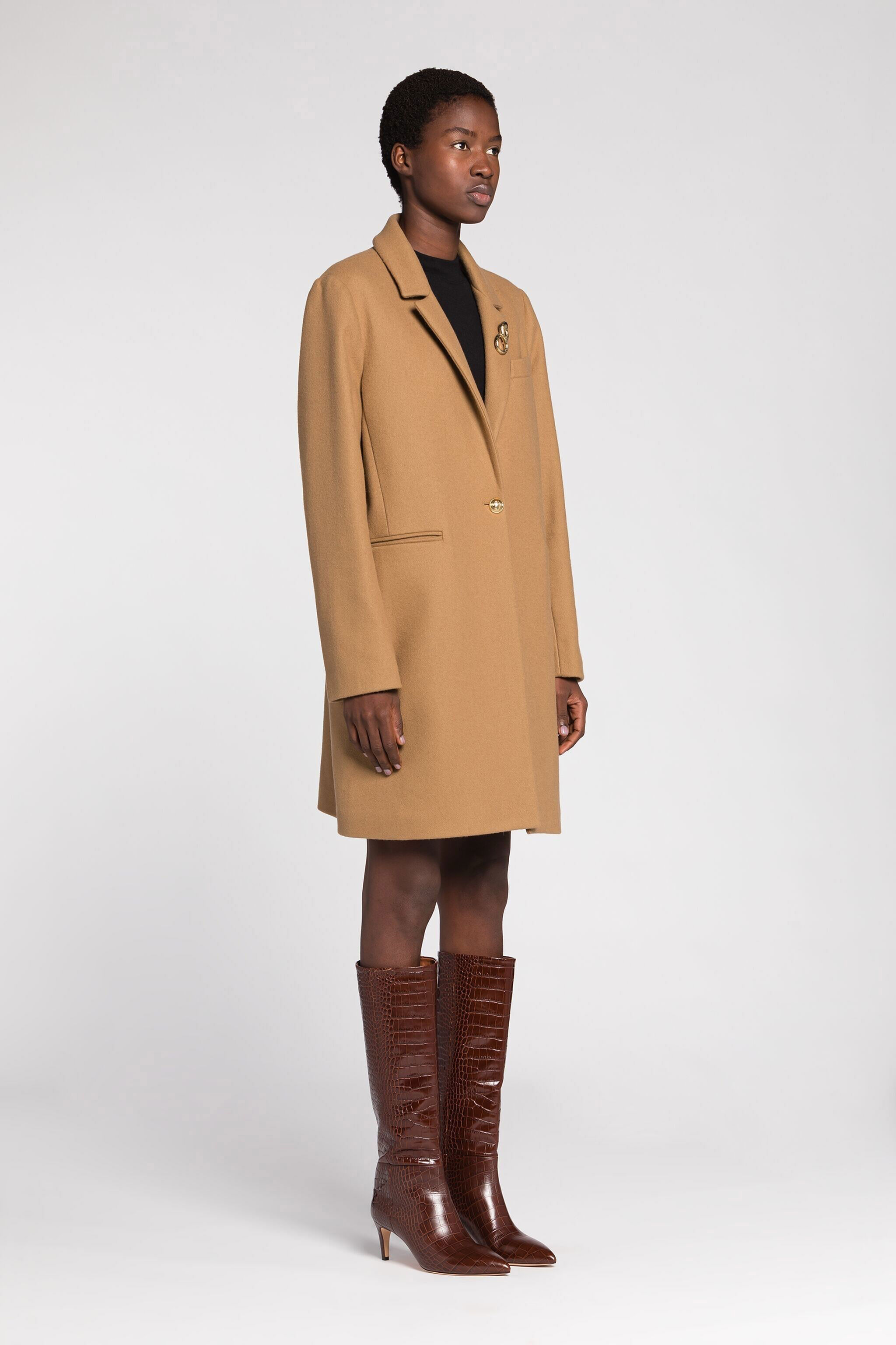 RC Single-Breasted Coat Light Brown JST40L-MQO38