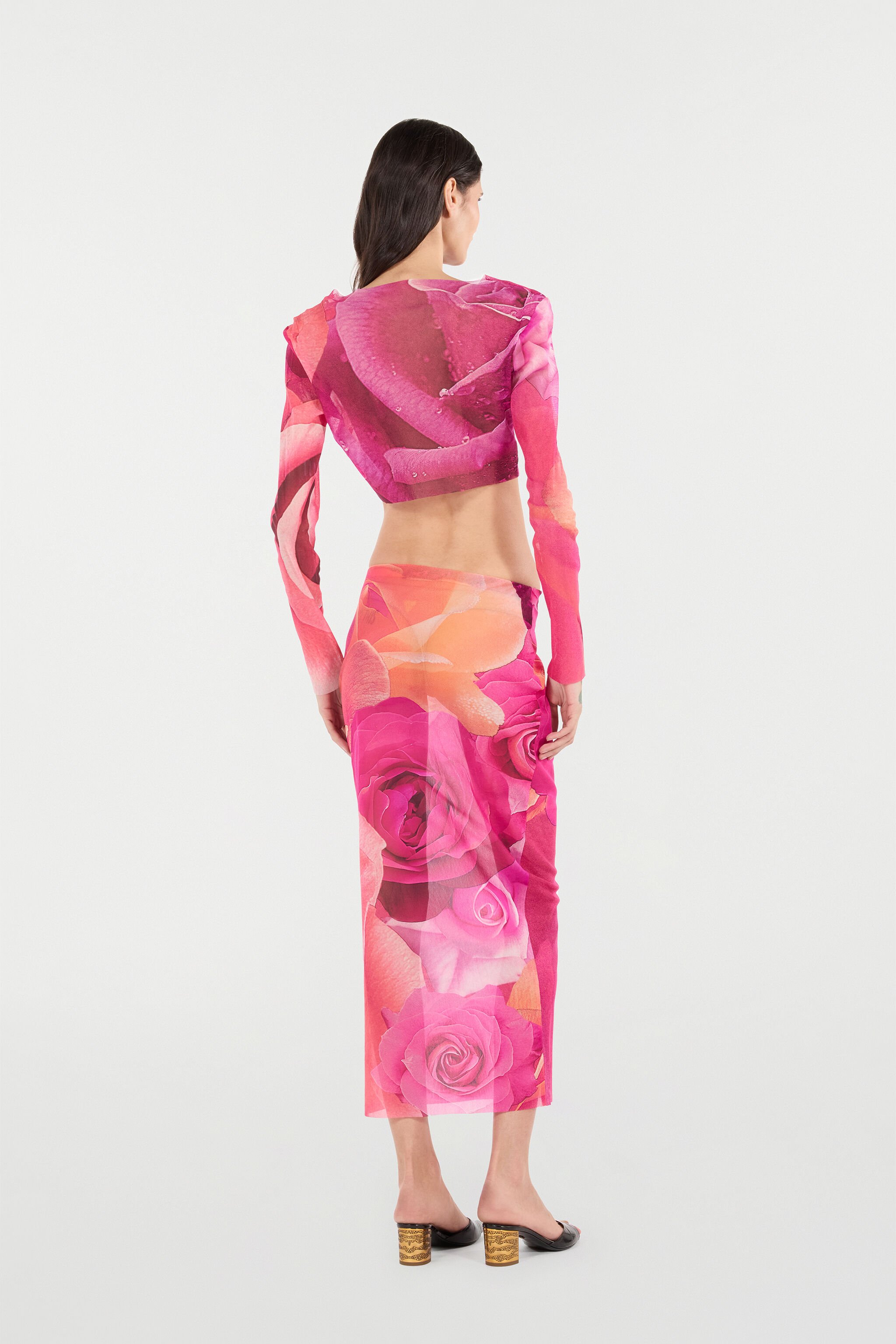RC Rose Print Top And Skirt Set Fuchsia UKT13A-6HN48