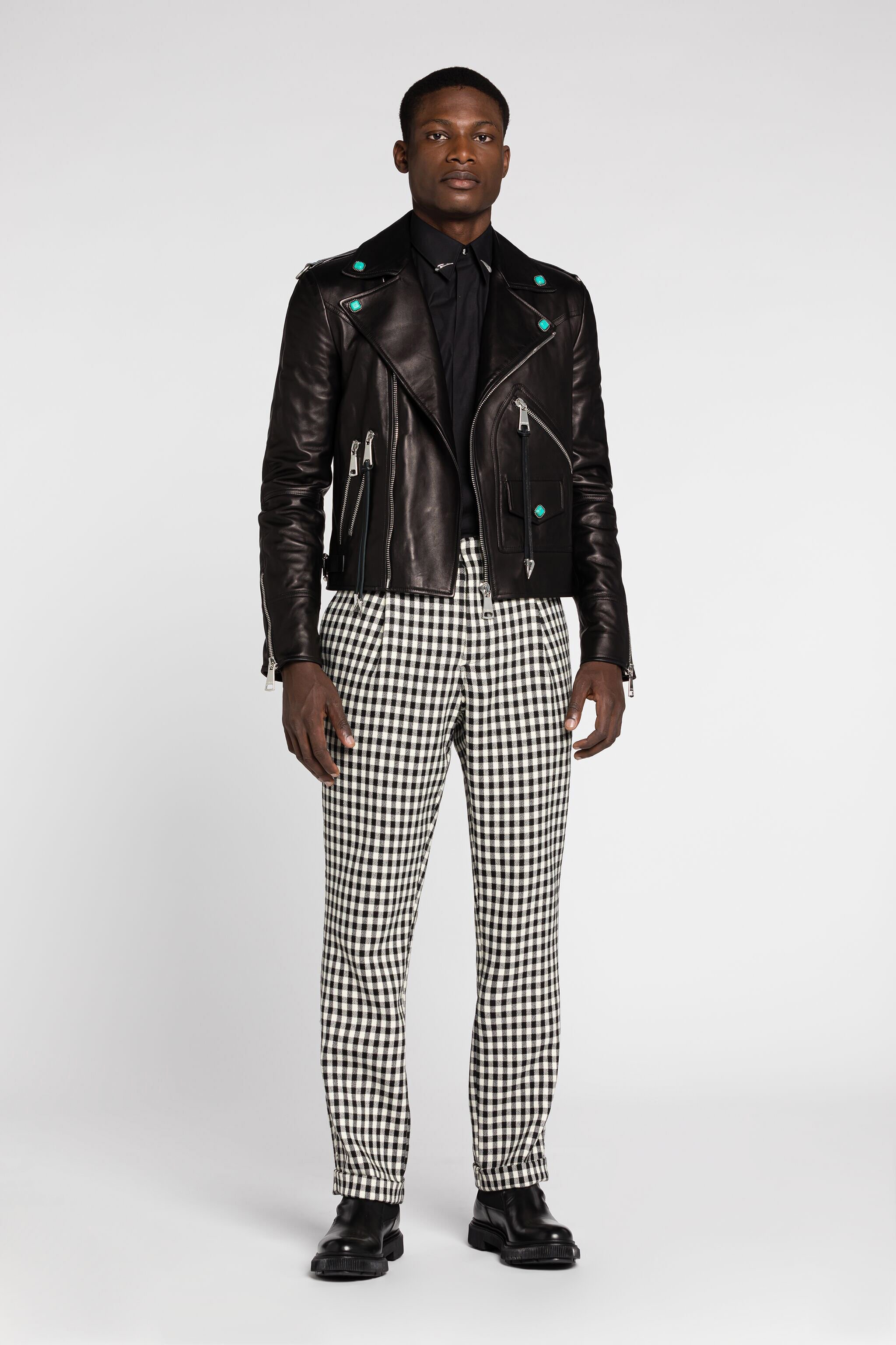 RC Embellished Leather Biker Jacket Black RRP803-PFF01