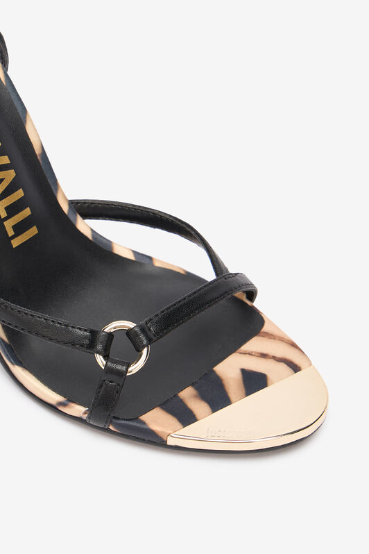 JC Sandalias Tiger Skin Con Correas Negro UFS054-UF376