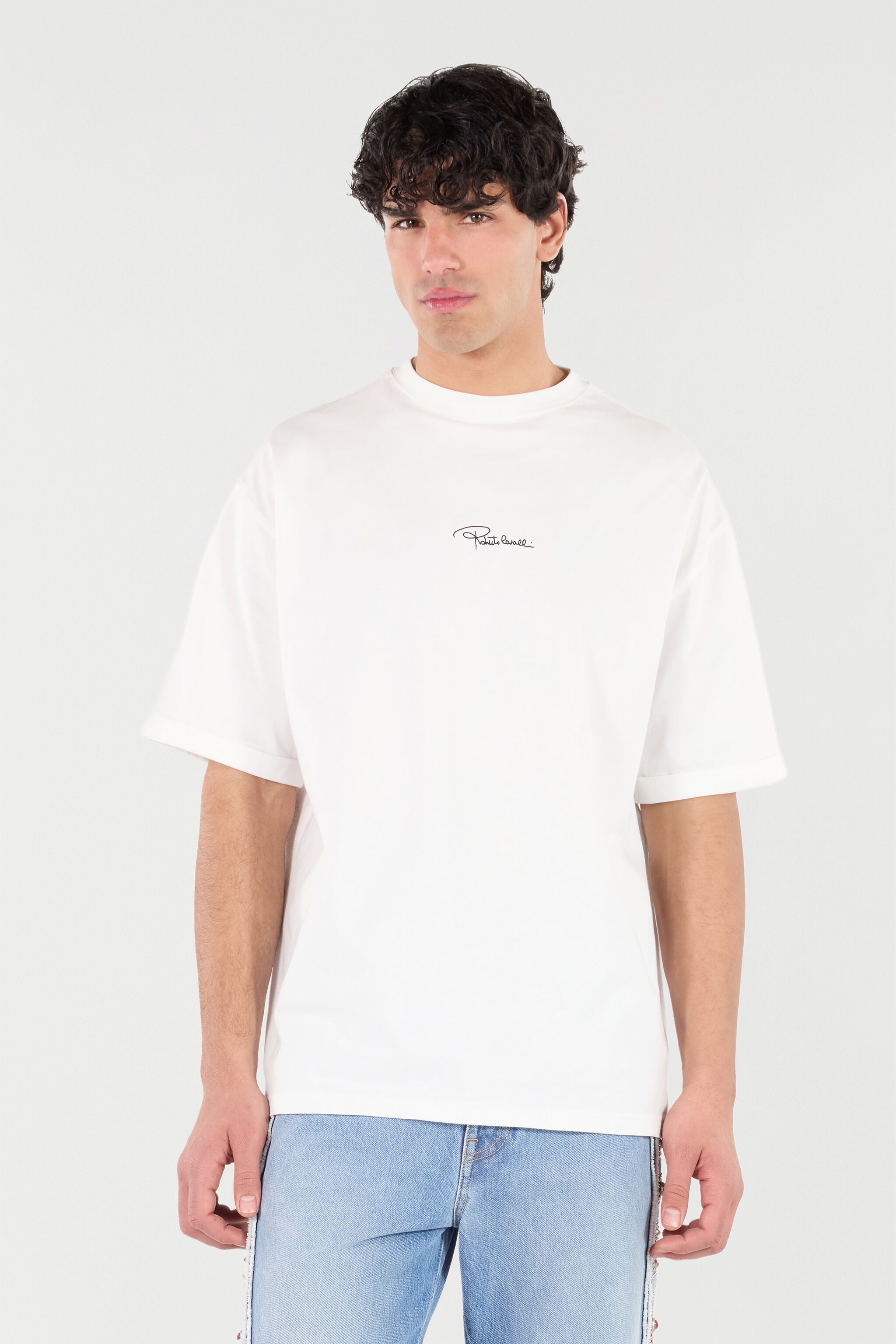 RC Embroidered Logo Cotton T-Shirt Weiß VRT62A-JD060