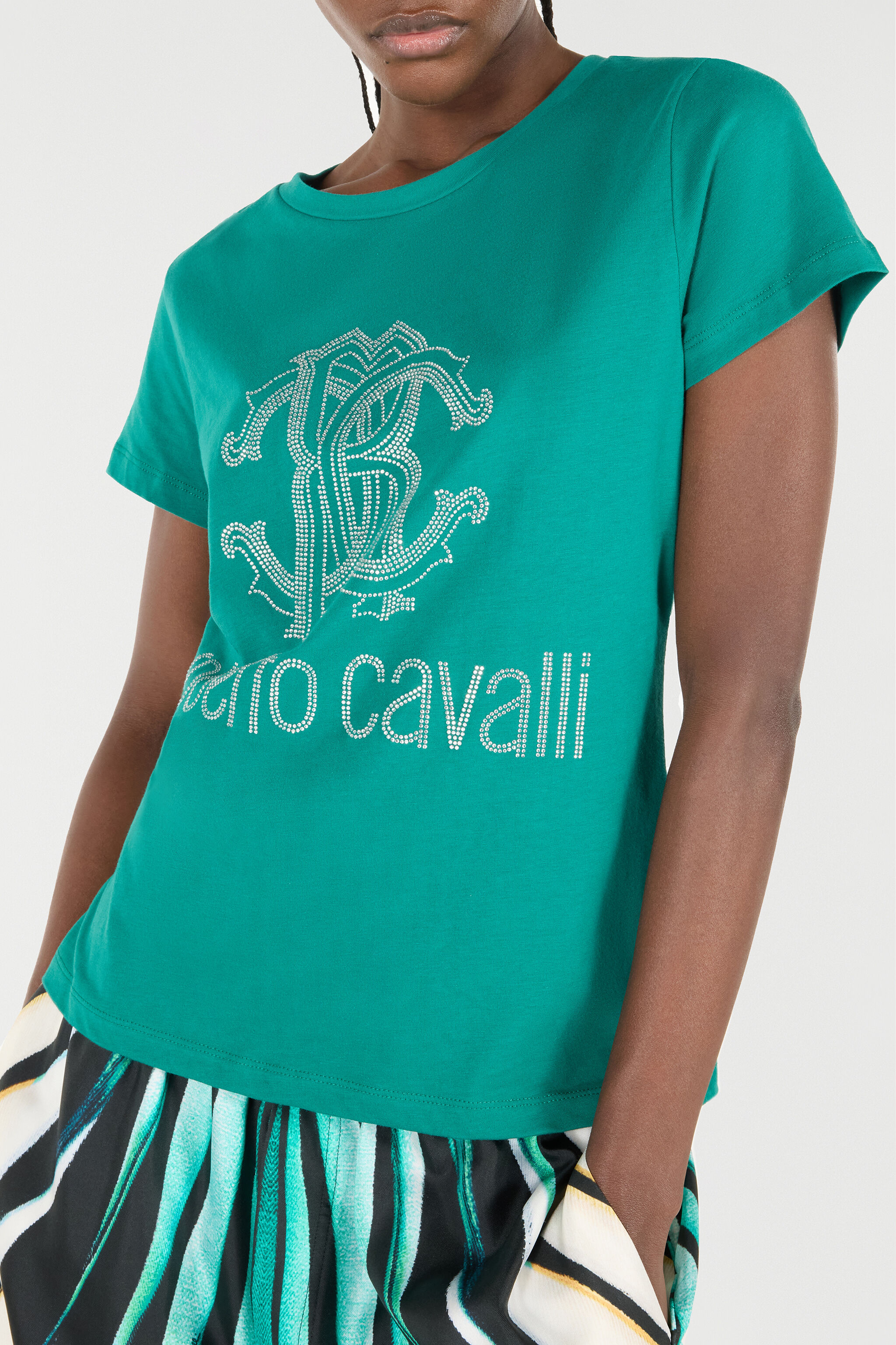 RC T-Shirt Mit Monogramm RC Und Logo Mit Nieten GREEN OOT60B-JD060