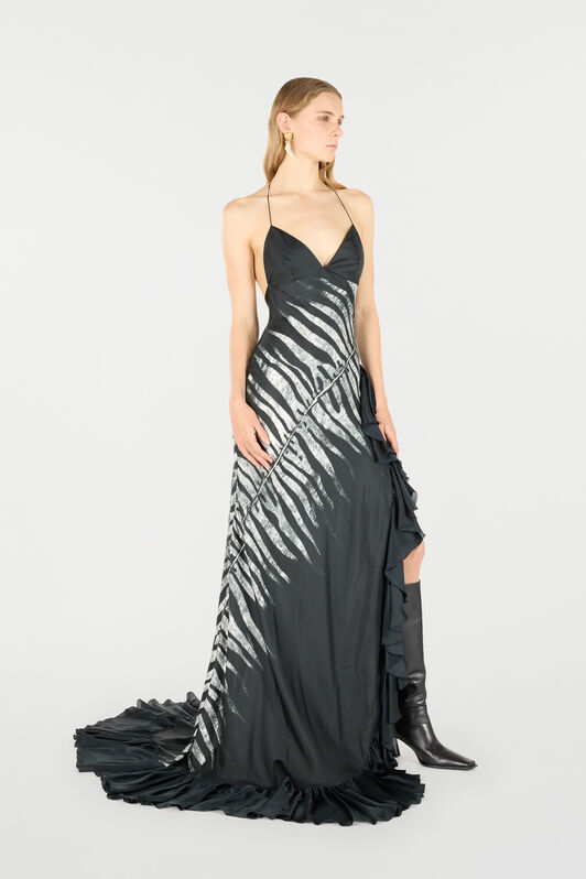 RC Langes Kleid mit Print Zebra Schwarz/Weiß UKT107-4QN50